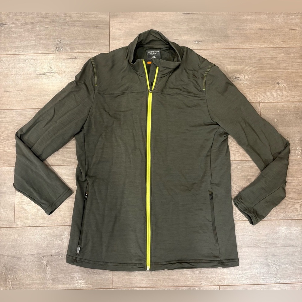 Icebreaker Descender Full-Zip Long Sleeve Jacket Olive Men’s XL
